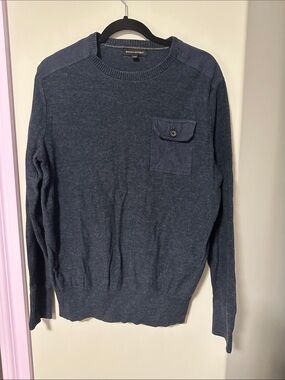 Banana Republic Men's Dark Navy Crewneck Pocket Sweater